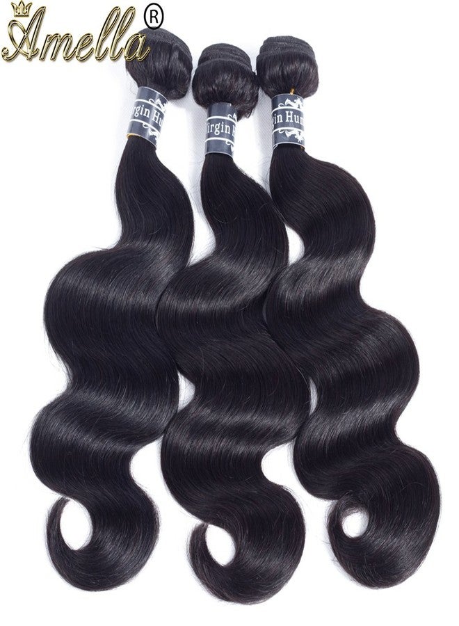 Amella Hair 10A Brazilian Body Wave Frontal 16 18 20 with 14 Inch 13x4 Frontal Ear to Ear Lace Frontal Closure Free Part with Bundles Natural Black Color - Image 2